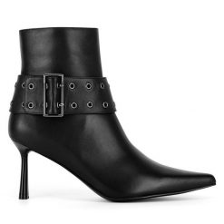 Botki Eva Minge. Czarne botki damskie Eva Minge, bez wzorów, bez obcasa, na szpilce, bez zapięcia. Za 579.99 zł.