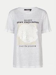 Marc Aurel T-Shirt 7551 7000 73730 Biały Regular Fit. Białe t-shirty damskie Marc Aurel, bez wzorów, ze lnu, bez kołnierzyka, bez ramiączek. Za 249.99 zł.