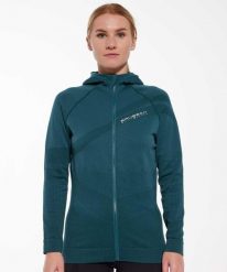 Bluza damska wełniana z kapturem Brubeck THERMO WOOL by Pustelnik. Zielone bluzy damskie Brubeck, na zimę, m, bez wzorów, z dzianiny, sportowe, bez ramiączek, z kapturem. Za 439.00 zł.