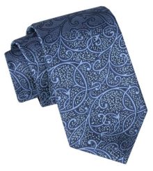 Męski Krawat - Alties - Orientalny Wzór, Kolor Niebieski. Niebieskie krawaty i muchy Alties, bez wzorów, z tkaniny, eleganckie. Za 49.00 zł.