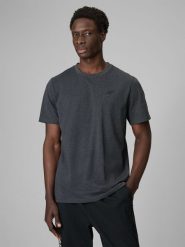 4F T-shirt regular gładki męski - szary M. Szare t-shirty męskie 4F, m, bez wzorów, z jeansu, bez kołnierzyka, bez ramiączek. Za 49.99 zł.