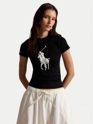 Polo Ralph Lauren T-Shirt 211A96259003 Czarny Slim Fit. Czarne t-shirty damskie Polo Ralph Lauren, s, bez wzorów, z bawełny, bez kołnierzyka, bez ramiączek. Za 549.99 zł.