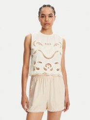 TWINSET Top 251TT2165 Beżowy Loose Fit. Brązowe topy damskie Twinset, bez wzorów, z bawełny, bez kołnierzyka, bez ramiączek. Za 739.99 zł.