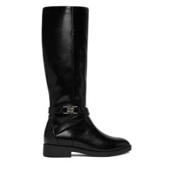 Kozaki Nine West. Czarne kozaki damskie Nine West, bez wzorów, bez obcasa, na płaskiej podeszwie, bez zapięcia. Za 329.99 zł.