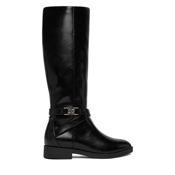 Kozaki Nine West. Czarne kozaki damskie Nine West, bez wzorów, bez obcasa, na płaskiej podeszwie, bez zapięcia. Za 159.99 zł.