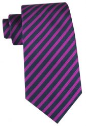 Klasyczny Krawat Klubowy - Alties - Drobny Prążek, Fuksja i Granat. Czerwone krawaty i muchy Alties, bez wzorów, z tkaniny, eleganckie. Za 49.00 zł.