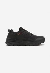 Czarne Płaskie Buty Sportowe Sneakersy ze Sznurowaniem i Napisem Terelena. Czarne buty sportowe męskie Born2be, bez wzorów, bez zapięcia. Za 169.99 zł.