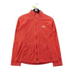 Kurtka polarowa damska z wyszywanym logo. Brązowe kurtki sportowe damskie The North Face, m, bez wzorów, z jeansu, bez ramiączek, bez kaptura, trekkingowe. Za 164.76 zł.