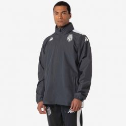 Kurtka z dresu AS Monaco Adverzip Pro 8 2024/25. Białe kurtki męskie Kappa, bez wzorów, z dresówki, sportowe, bez kaptura. Za 251.05 zł.