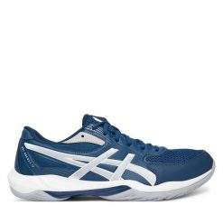 Buty halowe Asics. Niebieskie buty sportowe męskie Asics, bez wzorów, bez zapięcia. Za 279.99 zł.