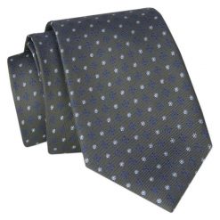 Krawat Angelo di Monti - Grafit w Grochy. Szare krawaty i muchy Angelo di Monti, bez wzorów, z tkaniny, eleganckie. Za 45.00 zł.