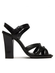 Max Mara Sandały 2514521072600 Czarny. Czarne sandały damskie Max Mara, bez wzorów, ze skóry, bez obcasa, na słupku, bez zapięcia. Za 1,929.00 zł.