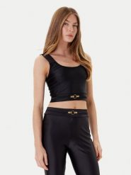 Just Cavalli Top 78PAM2A6 Czarny Slim Fit. Czarne topy damskie Just Cavalli, bez wzorów, z syntetyku, bez kołnierzyka, bez ramiączek. Za 539.99 zł.