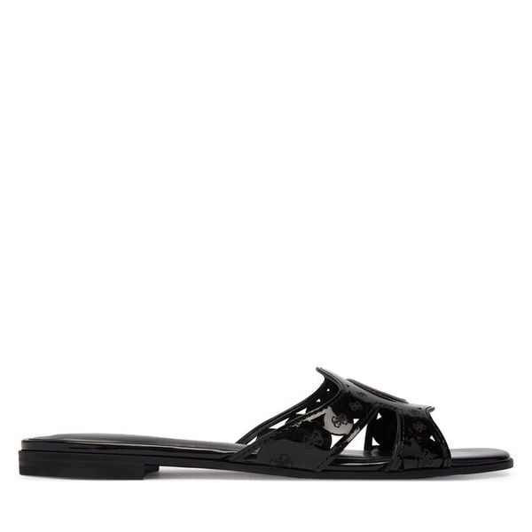 Klapki Guess. Czarne klapki damskie Guess, z aplikacjami, bez obcasa, bez zapięcia. Za 399.99 zł.