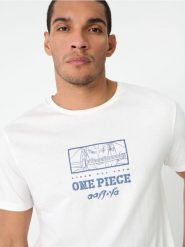Piżama dwuczęściowa One Piece - kremowy. Białe piżamy męskie Sinsay, l, bez wzorów, z bawełny, bez kołnierzyka, bez ramiączek. Za 49.99 zł.