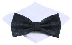 Mucha Męska z Poszetką - Chattier - Antracytowa, Wzór Orientalny. Szare krawaty i muchy Chattier, bez wzorów, eleganckie. Za 59.00 zł.