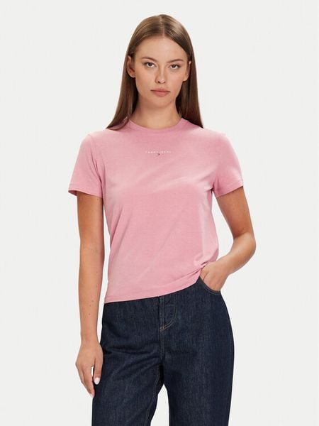 Tommy Jeans T-Shirt Linear DW0DW21964 Różowy Regular Fit. Czerwone t-shirty damskie Tommy Jeans, xl, bez wzorów, z bawełny, bez kołnierzyka, bez ramiączek. Za 79.99 zł.