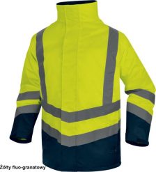 Kurtka męska Delta Plus OPTIMUM3 - KURTKA OSTRZEGAWCZA 5 W 1 Z POLIESTRU OXFORD POWLEKANEGO PU - żółty fluo-granatowy 2XL. Niebieskie kurtki męskie DELTA PLUS, m, bez wzorów, bez kaptura. Za 414.92 zł.