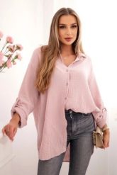 Koszula bawełniana muślinowa Plus Size ciemny pudrowy róż. Czerwone koszule damskie KESI, l, bez wzorów, z bawełny, eleganckie, bez kołnierzyka, bez ramiączek. Za 188.21 zł.