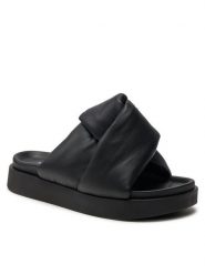 Inuikii Klapki Soft Crossed 70104-140 Czarny. Czarne klapki damskie Inuikii, bez wzorów, ze skóry, bez obcasa, bez zapięcia. Za 629.99 zł.