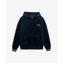 Bluza damska z kapturem Superdry Country Club. Niebieskie bluzy damskie Superdry, bez wzorów, bez ramiączek, z kapturem. Za 348.85 zł.