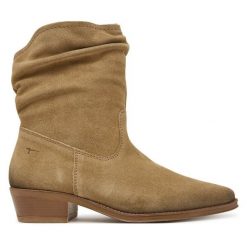 Botki Tamaris. Brązowe botki damskie Tamaris, bez wzorów, bez obcasa, na słupku, bez zapięcia. Za 469.99 zł.