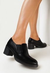 Czarne Wsuwane Półbuty na Słupku Milua. Czarne półbuty damskie Born2be, bez wzorów, eleganckie, bez obcasa, na słupku, bez zapięcia. Za 119.99 zł.