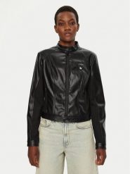 Guess Kurtka skórzana W4YL04 WE480 Czarny Regular Fit. Czarne kurtki damskie Guess, xxl, z aplikacjami, z syntetyku, bez kaptura. Za 615.00 zł.