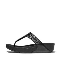 Sandały damskie FitFlop Lulu Crystal-Mix Toe-Post. Czarne sandały damskie FIT FLOP, bez wzorów, z materiału, bez obcasa, bez zapięcia. Za 463.00 zł.