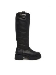 Calvin Klein Kozaki Chunky High Boot Lth Hdw HW0HW03201 Czarny. Czarne kozaki damskie Calvin Klein, bez wzorów, ze skóry, bez obcasa, na płaskiej podeszwie, bez zapięcia. Za 899.99 zł.