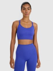 4F Biustonosz treningowy z niskim wsparciem - niebieski XS/S. Niebieskie bielizna sportowa damska 4F, l, bez wzorów, z elastanu. Za 119.99 zł.
