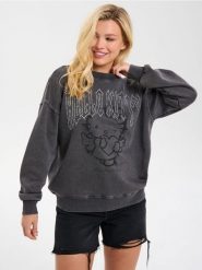 Bluza z efektem sprania Hello Kitty - zielony. Zielone bluzy damskie Sinsay, l, bez wzorów, bez ramiączek, bez kaptura. W wyprzedaży za 29.99 zł.