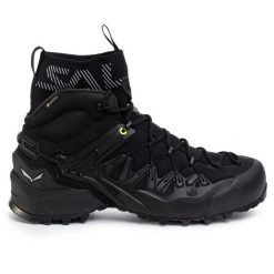 Trekkingi Salewa. Czarne botki męskie Salewa, bez wzorów, z gore-texu, sportowe, bez obcasa, bez zapięcia. Za 1,099.00 zł.