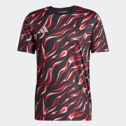 Koszulka piłkarska ADIDAS treningowa. Czarne bluzki damskie Adidas, m, bez wzorów, sportowe, bez kołnierzyka, bez ramiączek. W wyprzedaży za 119.99 zł.