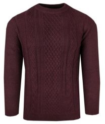 Męski Sweter z Dzianiny Bawełnianej (Knit) - Adriano Guinari - Bordowy. Czerwone swetry męskie Adriano Guinari, na jesień, l, bez wzorów, z bawełny, bez kołnierzyka, bez ramiączek. Za 169.00 zł.