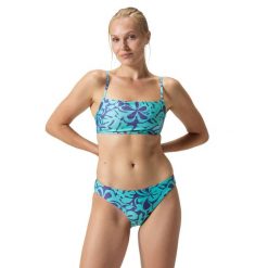 Strój pływacki dwuczęściowy damski Speedo Printed Adjustable Thinstrap. Niebieskie bikini Speedo, bez wzorów. Za 336.91 zł.