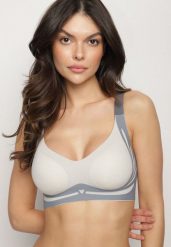 Jasnoszary Biustonosz z Zapięciem na Haftki Greledia. Szare bielizna sportowa damska Born2be, l, bez wzorów. Za 29.99 zł.