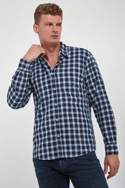 Koszula męska w kratę Hanck-W JOOP! JEANS. Koszule męskie JOOP! Jeans, m, bez wzorów, z jeansu, bez kołnierzyka, bez ramiączek. Za 659.00 zł.