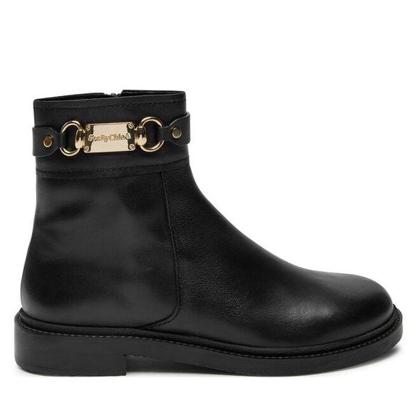 Botki See By Chloé. Czarne botki damskie See By Chloé, bez wzorów, bez obcasa, na płaskiej podeszwie, bez zapięcia. Za 2,249.00 zł.