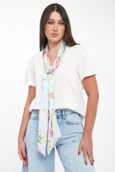 T-shirt damski z szarfą w kwiaty LIU JO. T-shirty damskie Liu Jo, m, bez wzorów, bez kołnierzyka, bez ramiączek. Za 389.00 zł.