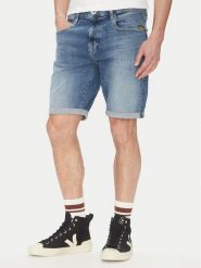 G-Star Raw Szorty jeansowe 3301 D10481 D634 H096 Niebieski Slim Fit. Niebieskie szorty męskie G-Star, bez wzorów, z bawełny, retro. Za 260.99 zł.