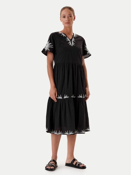 Tatuum Sukienka letnia Ayo T2509.202 Czarny Relaxed Fit. Czarne sukienki damskie Tatuum, na lato, bez wzorów, z bawełny, bez kołnierzyka, bez ramiączek. Za 259.99 zł.