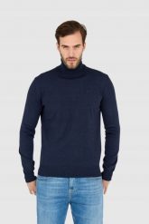 LA MARTINA Granatowy sweter męski z golfem. Niebieskie swetry męskie La Martina, m, bez wzorów, bez kołnierzyka, bez ramiączek. W wyprzedaży za 399.99 zł.