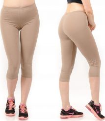 Legginsy damskie 3/4 krótkie Polskie bawełniane Getry Beżowe XXL. Brązowe legginsy damskie LAEMI, bez wzorów, z bawełny. Za 32.99 zł.