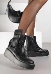 Czarne Botki Vices na Platformie i Koturnie Gamillia. Czarne botki damskie Born2be, bez wzorów, z jeansu, eleganckie, bez obcasa, na koturnie, bez zapięcia. Za 139.99 zł.