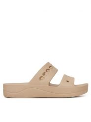 Crocs Klapki BAYA PLATFORM SANDAL 208188-212 Beżowy. Brązowe klapki damskie Crocs, bez wzorów, z syntetyku, bez obcasa, bez zapięcia. Za 159.99 zł.