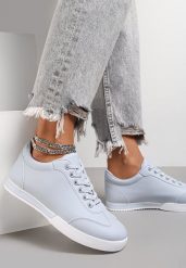 Niebieskie Sneakersy Turning Away. Niebieskie obuwie sportowe damskie Renee, bez wzorów, bez zapięcia. Za 69.99 zł.