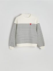 Bawełniana bluza z haftem - wielobarwny. Bluzy damskie Reserved, l, bez wzorów, z bawełny, bez ramiączek, bez kaptura. W wyprzedaży za 49.99 zł.