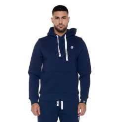 Bluza wygodny z bawełna z kaptur na co dzień. Niebieskie bluzy męskie LEONE 1947 APPAREL, bez wzorów, z bawełny, bez kaptura, na fitness i siłownię. W wyprzedaży za 191.56 zł.