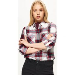 Koszula w kratę - Biały. Białe koszule damskie Cropp, l, bez wzorów, bez kołnierzyka, bez ramiączek. Za 59.99 zł.
